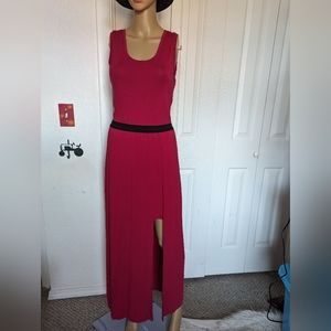 BCBG MAXAZRIA Slim Split Front Maxi Dress Color Red Size L